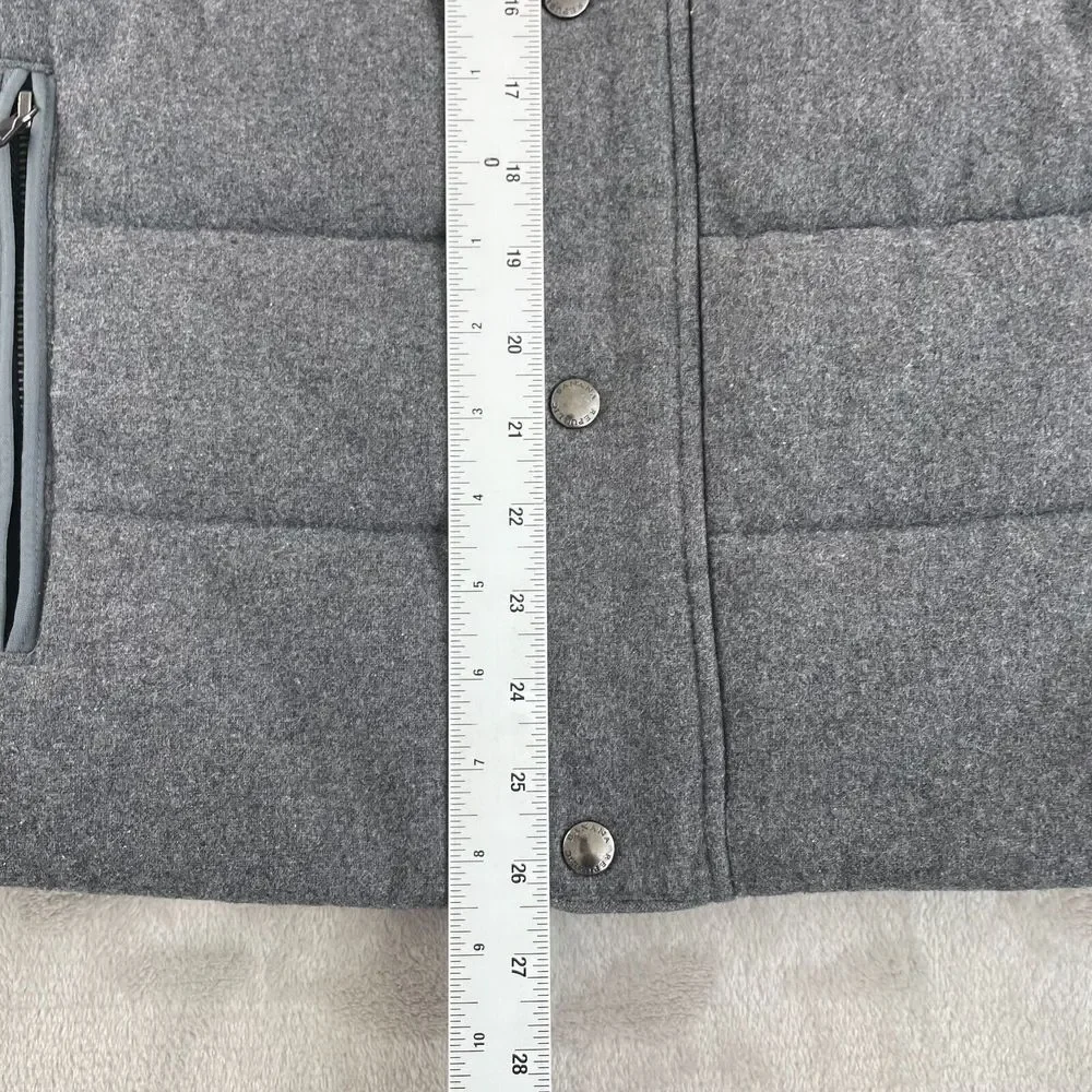 Banana Republic Puffer Vest Men‎ Small Charcoal Grey Wool Blend Zip Snap Button